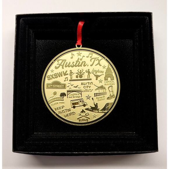 Austin TX Ornament Brass One of a Kind City Made in USA - Picture 3 of 5